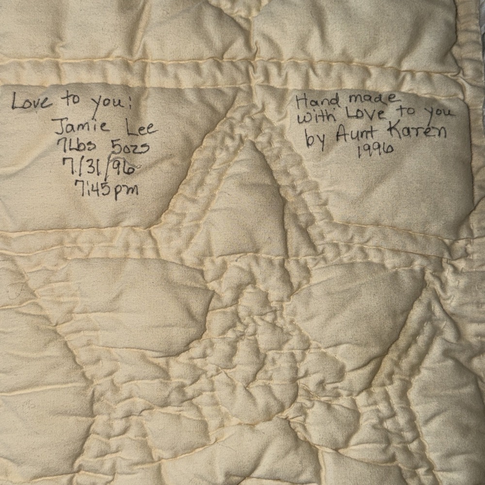 Handmade Teddy Bear Baby Quilt Pastel Crib Blanket Nursery 56x37 Vtg Cottagecore - Picture 16 of 16